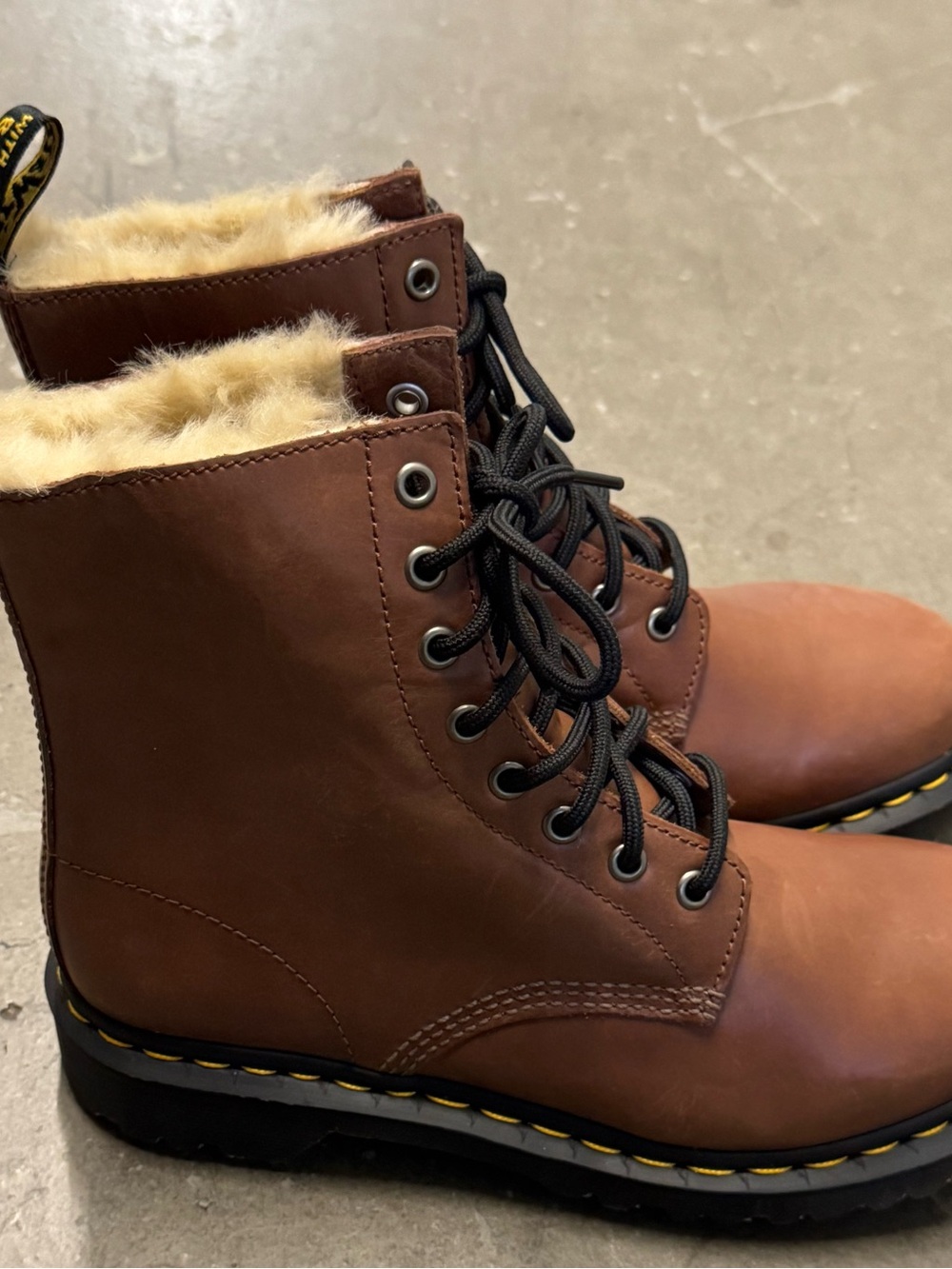 Size 9 Dr. Martens Women's 1460 Serena Faux Fur Lined Lace Up Boots